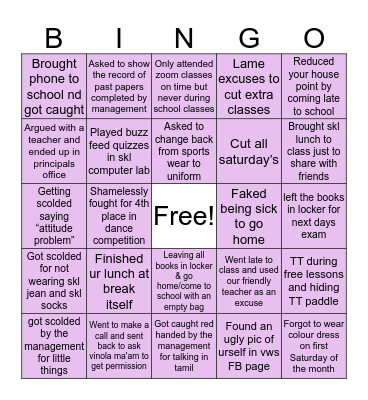 Vikaasa World School Bingo Card