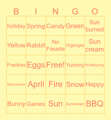 Easter Bingo Card