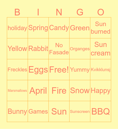 Easter Bingo Card