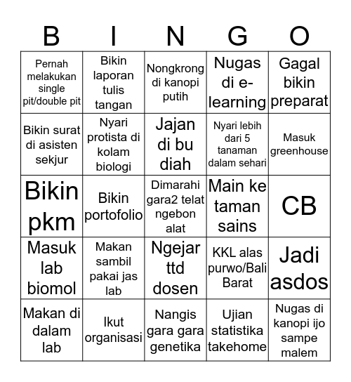 Biologi UM Bingo Card