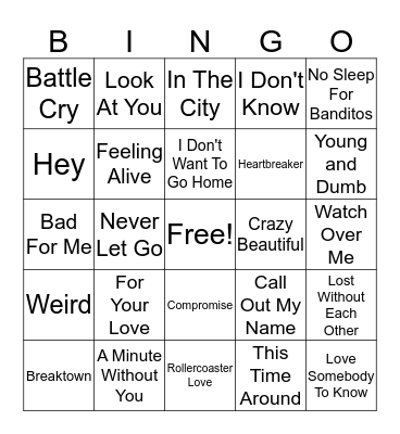 Hanson Bingo Card