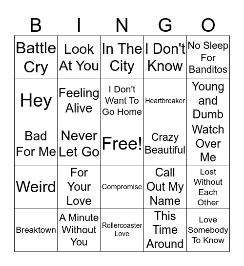 Hanson Bingo Card