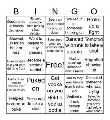 Sober Crackhouse Bingo Card