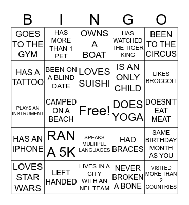 ICE BREAKER BINGO Card