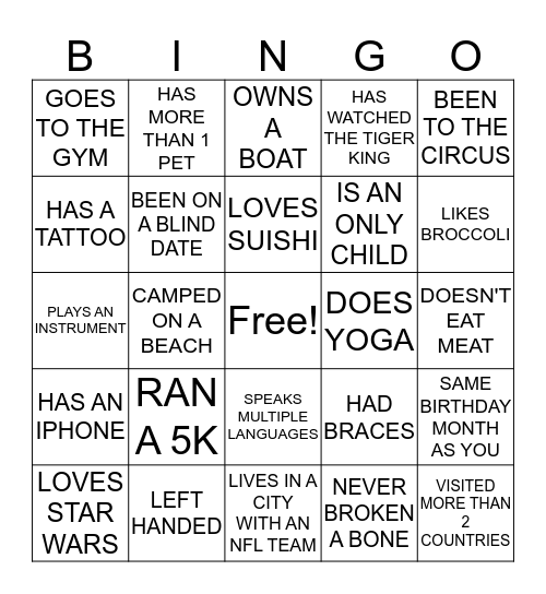 ICE BREAKER BINGO Card