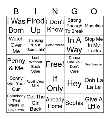 Hanson Bingo Card