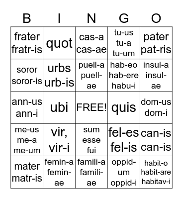FAMILIA TUA - DOMUS TUUS Bingo Card