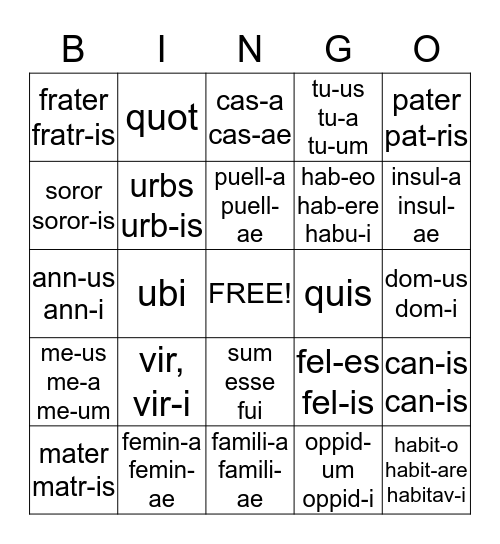 FAMILIA TUA - DOMUS TUUS Bingo Card