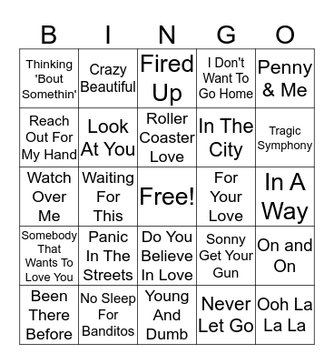 Hanson Bingo Card