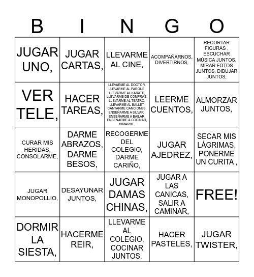 DIA DE LOS ABUELITOS  Bingo Card