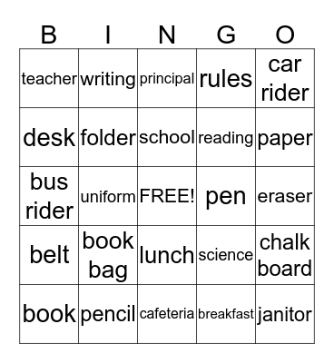 BACK TO SCHOOL!!!! Bingo Card