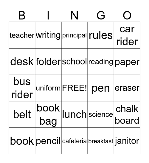 BACK TO SCHOOL!!!! Bingo Card