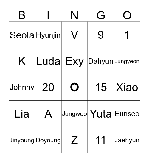 DMDOYOUNGK96 Bingo Card