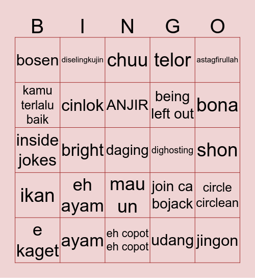 soojung Bingo Card