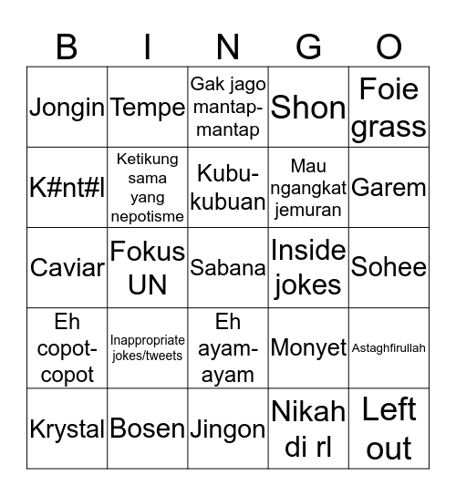 ⭐ bona ⭐ Bingo Card