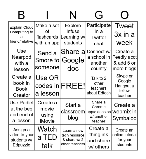 Tech Challenge Bingo Card