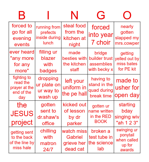 Thornton College Bingo Card