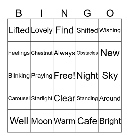 Spring Concert Bingo Card