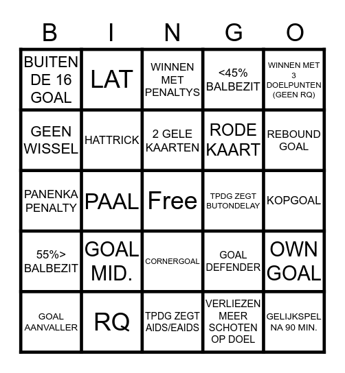 WEEKEND LEAGUE BINGO Card