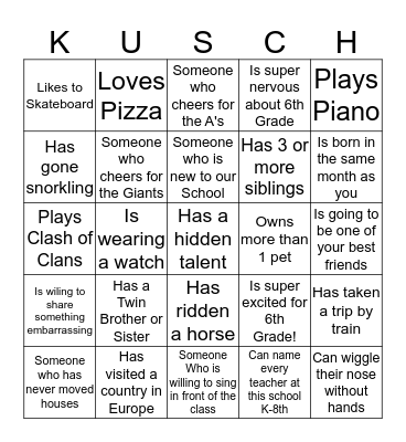 YOU MUST FIND SOMEONE FOR EACH SPACE Bingo Card