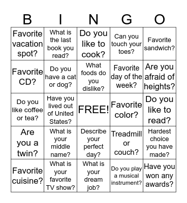 NETWORK BINGO! Bingo Card