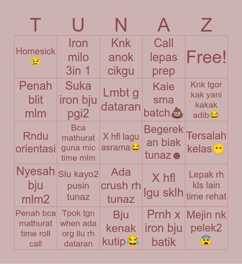 ASRAMA VER. Bingo Card