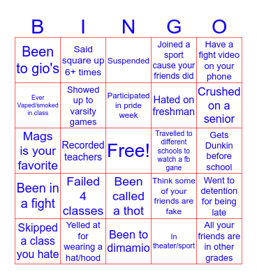 Eastchester Bingo Card