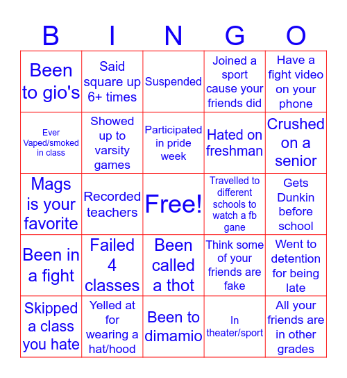 Eastchester Bingo Card