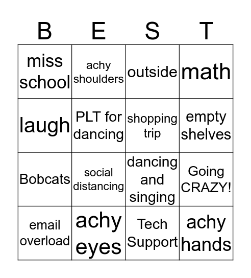 Bobcat's BEST Bingo Card