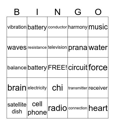 Energy Bingo Card