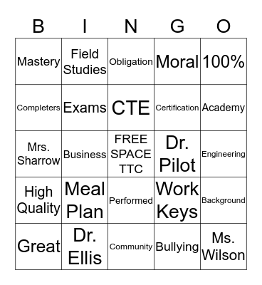 The Technolgy Center Bingo Card