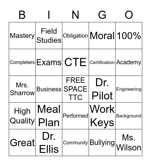 The Technolgy Center Bingo Card
