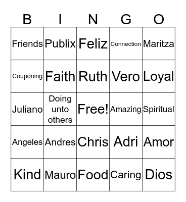 Amigo Brothers/Friendships Bingo Card