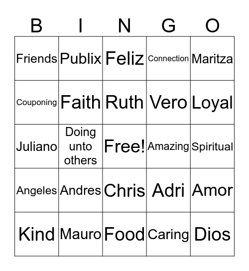 Entre Amigo/Friends Bingo Card