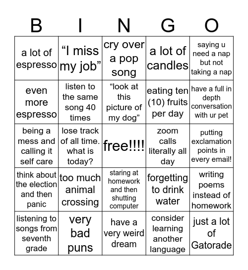 How much do we have in common? Bingo Card