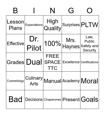 The Technology Center Bingo Card