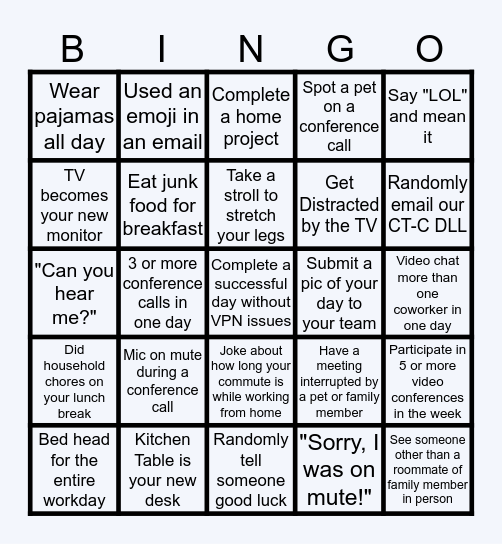 CT-C Virtual Bingo Card