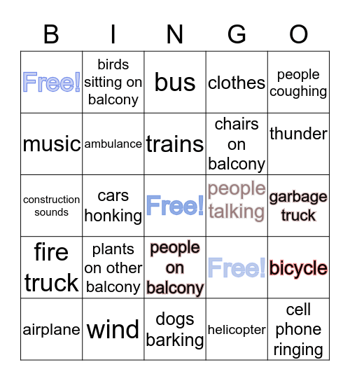 BALCONY BINGO Card