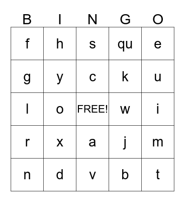 Alphabet BINGO Card