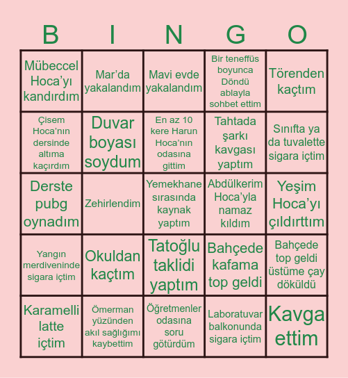 B İ L G E Bingo Card