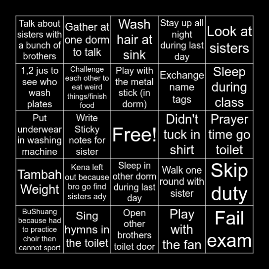 Theolo Brothers Bingo Card