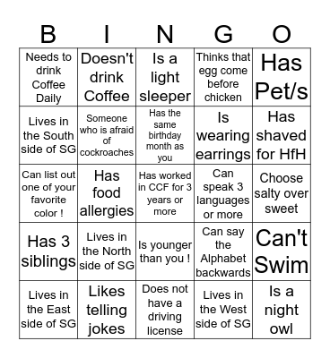 CCF  Bingo Card