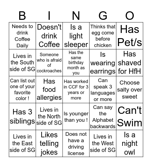 CCF  Bingo Card