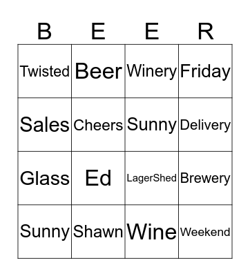 Happy Hour BEER-GO Bingo Card