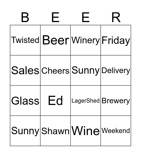 Happy Hour BEER-GO Bingo Card