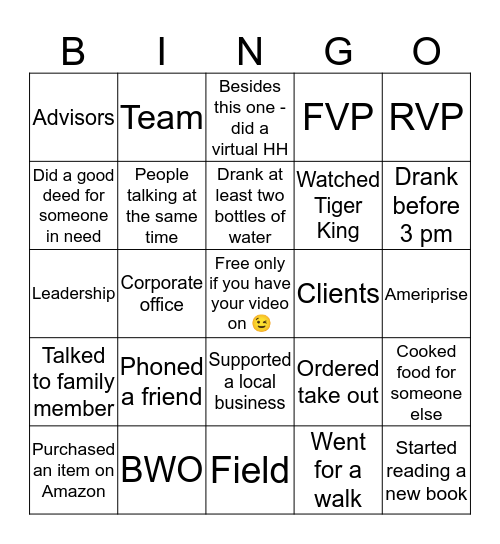 BWO Team Bingo Card