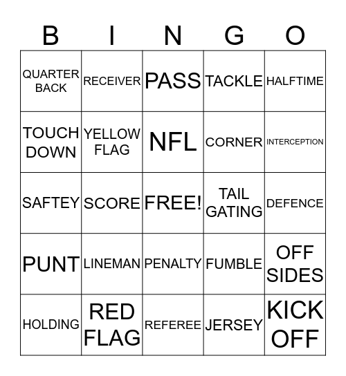 ARE YOU READY FOR SOME FOOTBALL Bingo Card