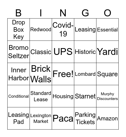 Marlboro Classic & Redwood Square Bingo Card