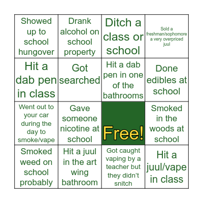MOUNT DESERT ISLAND HIGH SCHOOL DIRTY BINGO Card