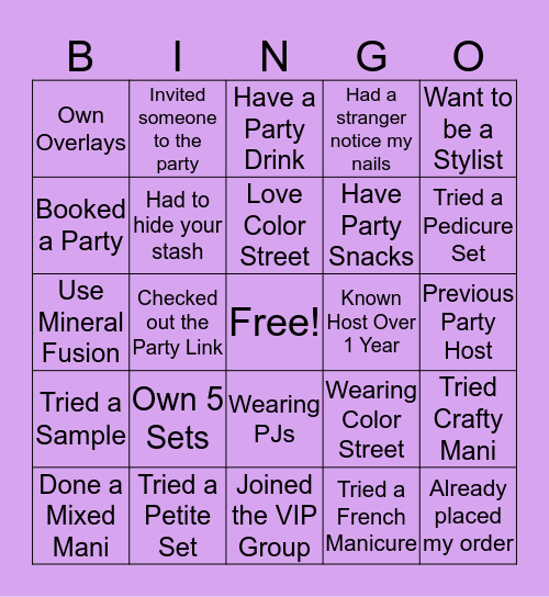 Glitztastic Bingo Card